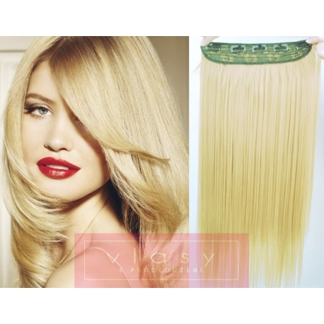 Clip in pás z pravých vlasů 43cm rovný – nejsvětlejší blond