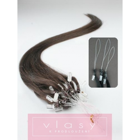 Vlasy pro metodu Micro Ring / Easy Loop / Easy Ring / Micro Loop 50cm – tmavě hnědé