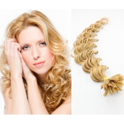 Kudrnaté vlasy evropského typu k prodlužování keratinem 50cm - přírodní blond