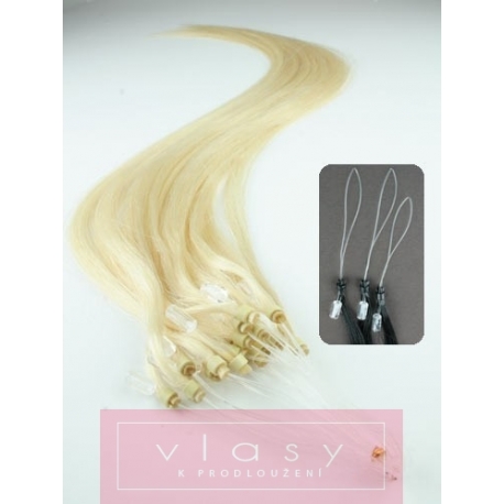 Vlasy pro metodu Micro Ring / Easy Loop / Easy Ring / Micro Loop 50cm – nejsvětlejší blond