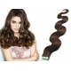 Vlnité vlasy pro metodu Pu Extension / Tape Hair / Tape IN 50cm - středně hnědé