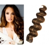 Vlnité vlasy pro metodu Pu Extension / Tape Hair / Tape IN 60cm - tmavý melír