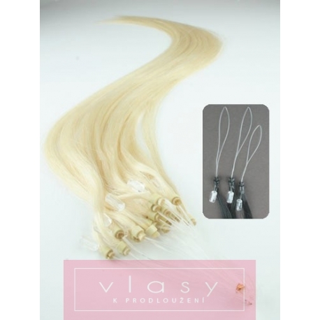 Vlasy pro metodu Micro Ring / Easy Loop / Easy Ring / Micro Loop 60cm – platinová blond