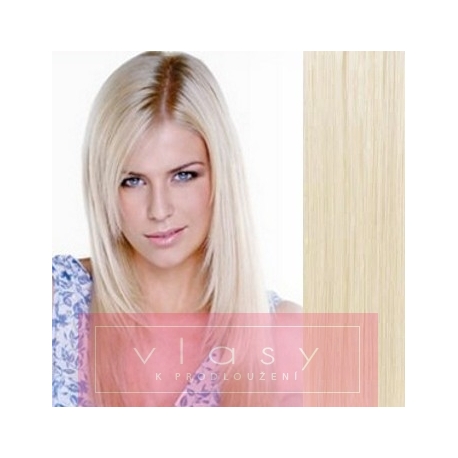 Vlasy pro metodu Pu Extension / TapeX / Tape Hair / Tape IN 40cm - platina