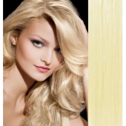 Clip in vlasy 43cm 100% lidské - EXTRA HUSTÉ 100g - nejsvětlejší blond