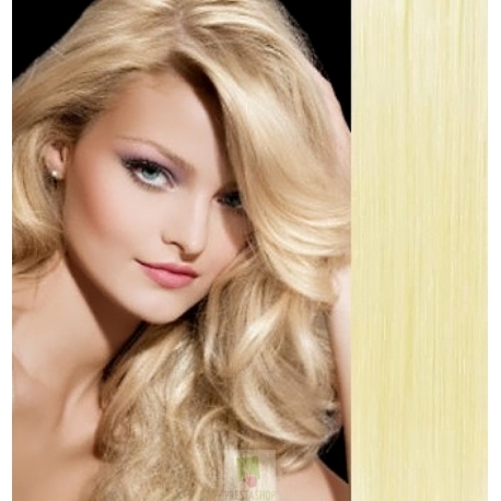 Vlasy pro metodu Pu Extension / TapeX / Tape Hair / Tape IN 50cm - nejsvětlejší blond
