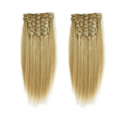Clip in maxi set 43cm pravé lidské vlasy - REMY 140g - přírodní/světlejší blond
