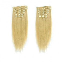 Clip in maxi set 53cm pravé lidské vlasy – REMY 200g – PŘÍRODNÍ BLOND