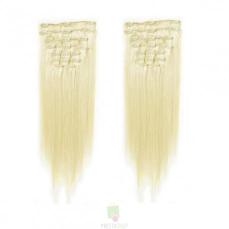 Clip in maxi set 73cm pravé lidské vlasy – REMY 280g – NEJSVĚTLEJŠÍ BLOND