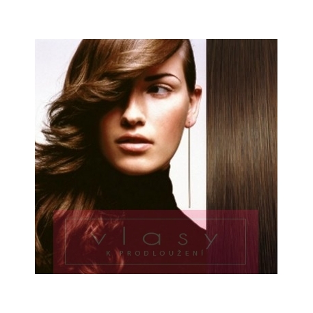 Vlasy pro metodu Pu Extension / TapeX / Tape Hair / Tape IN 60cm - středně hnědé