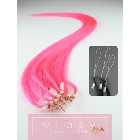 Vlasy pro metodu Micro Ring / Easy Loop / Easy Ring / Micro Loop 40cm – růžová