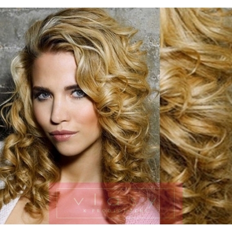 Clip in kudrnaté vlasy 100% lidské REMY 53cm - přírodní blond